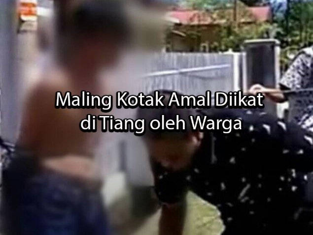 colchicinen Maling Kotak Amal Diikat di Tiang oleh Warga